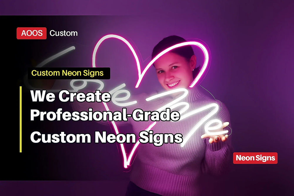 Custom neon sign set up at an event, the kind hire companies rent out