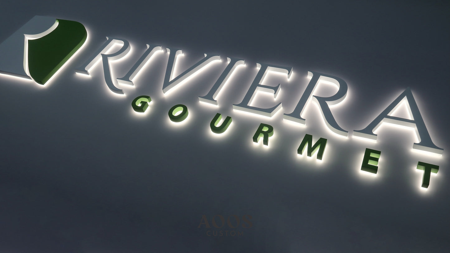 Custom LED Backlit Channel Letters, Halo Lit Illuminated Metal Sign With Backlight, Matte White Finish
