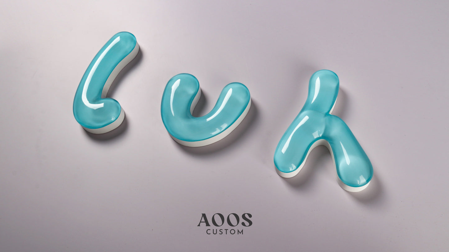 Custom Colorful Acrylic LED 3D Letter Sign, Jelly Candy Style Glossy Letters in Cute Bubble Letter Shapes