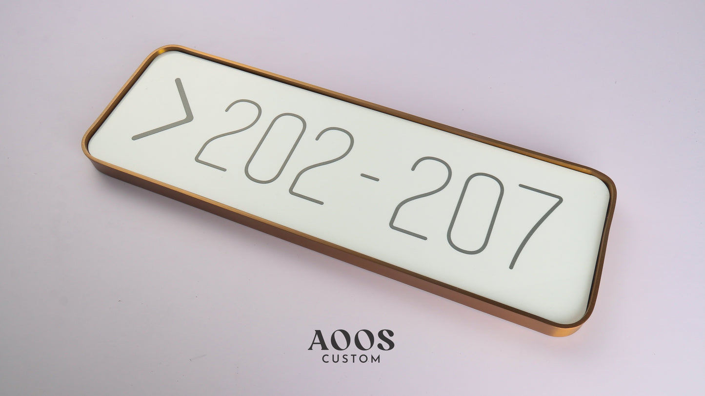 Custom Directional Room Number Sign with Metal Frame, Hotel Floor Level Signage, Apartment Corridor Wayfinding Plaque, Door Direction Indicator