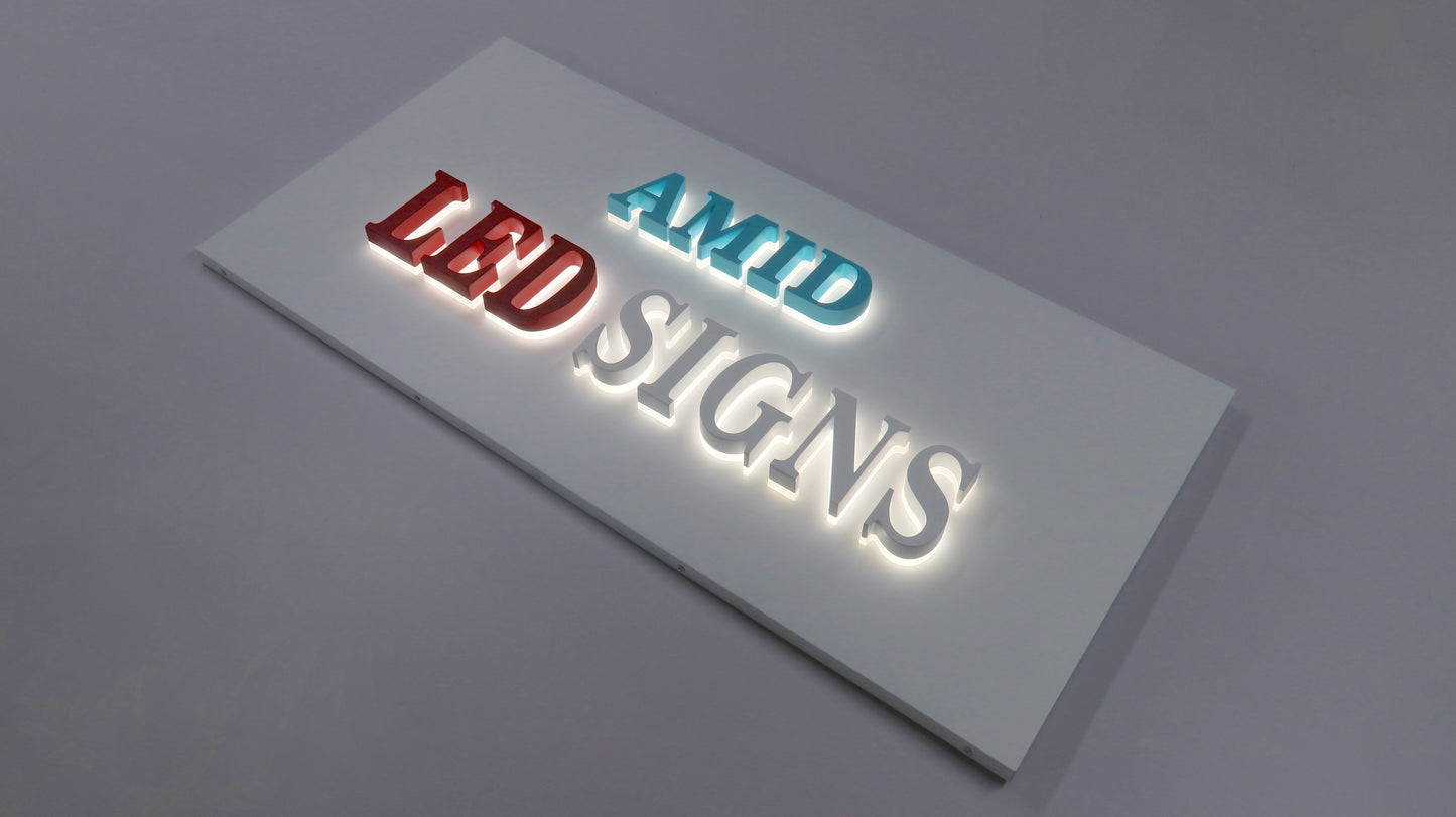 Custom LED Backlit Channel Letters, Halo Lit Illuminated Metal Sign With Backlight