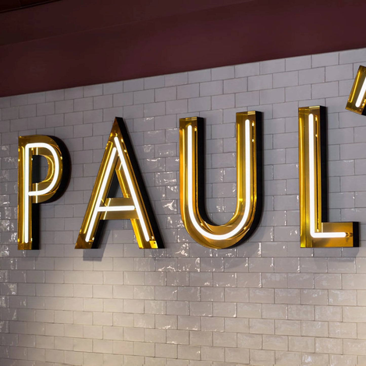 Custom Open Face Exposed Channel Letters with LED Neon Lighting, Personalized Metal Business Sign, Gold Gloss Finish