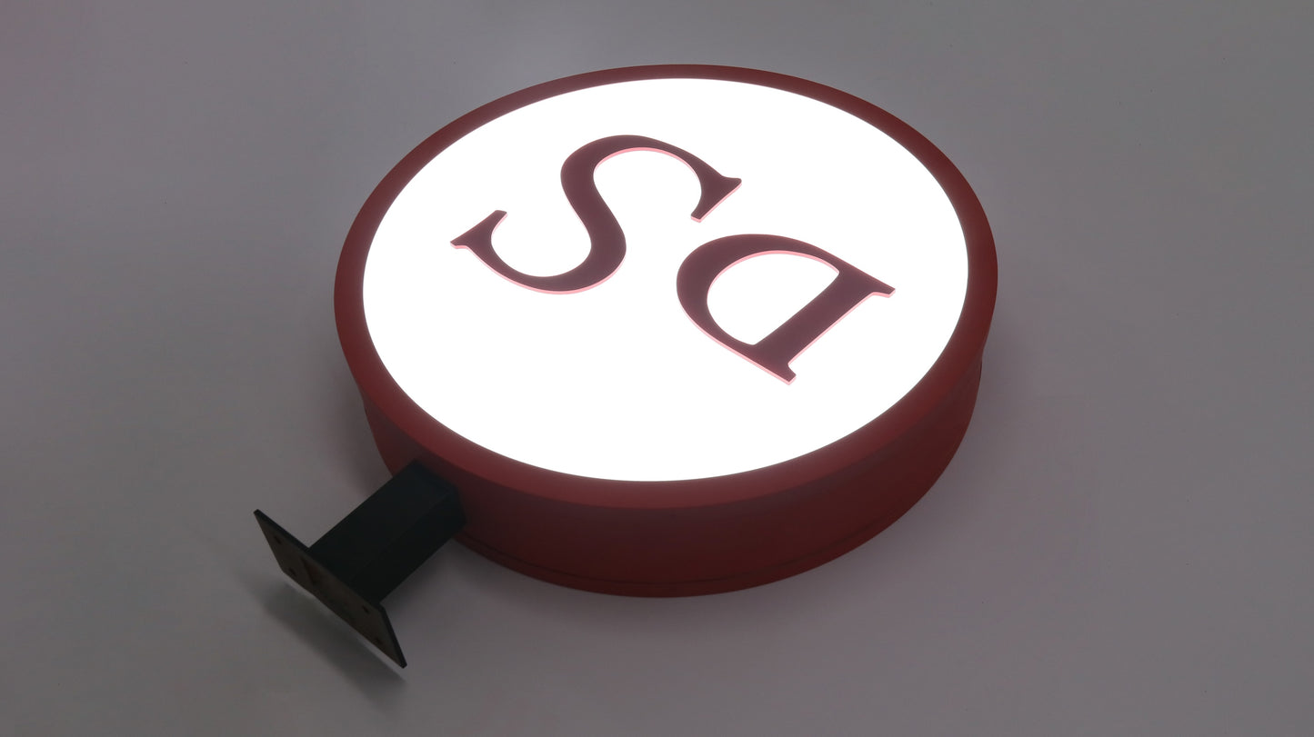 Custom Round Hanging Double Sided LED Light Box Sign, Suspended Illuminated Logo Sign for Shops, Cafés, Restaurants & Retail Storefront Branding