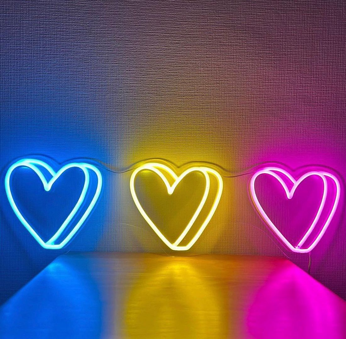 3 Heart Neon Sign