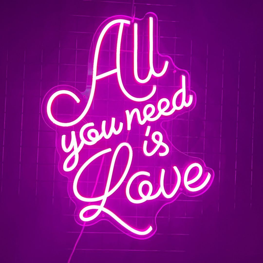 All You Need is Love Neon Signs, Plug-in or Battery Powered Neon Lights
