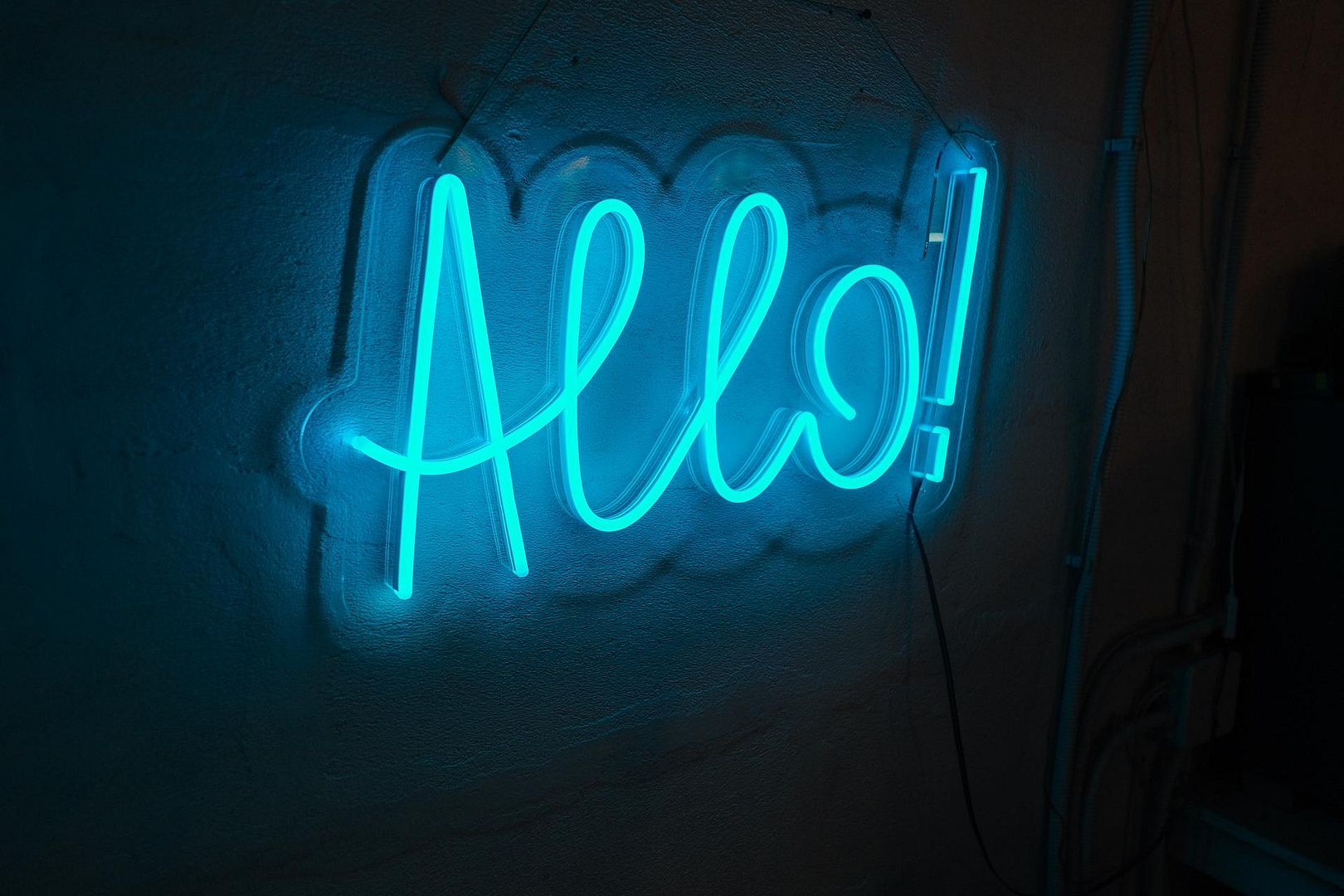 Custom Made Neon Signs, Allo! Hello French Neon Sign, LED Business Sign