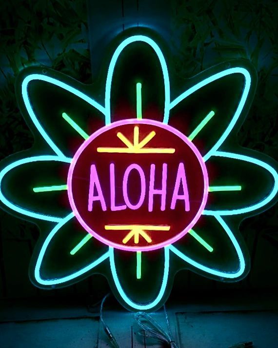 Aloha Hawaii Flower Neon Sign