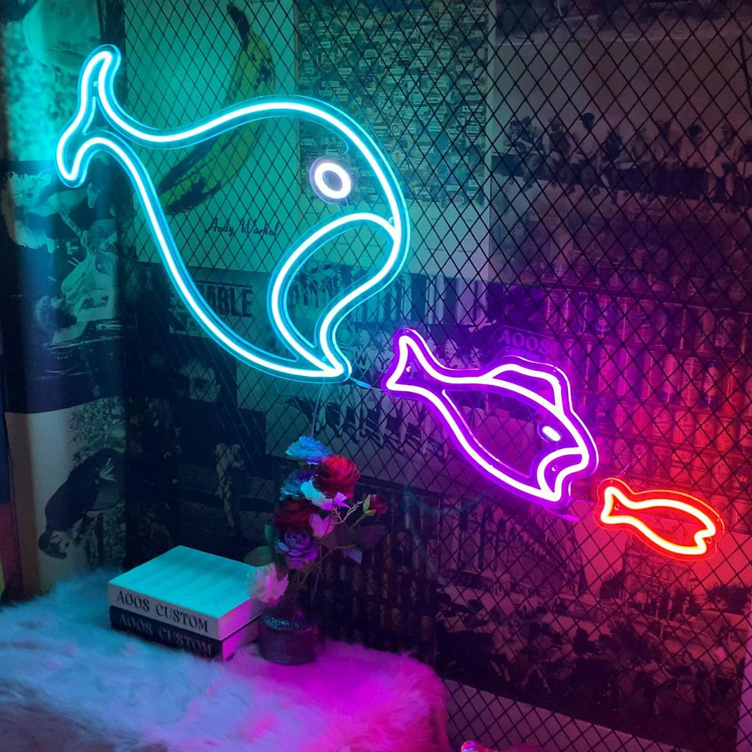 Big Fish Eats Small Fish Neon Sign