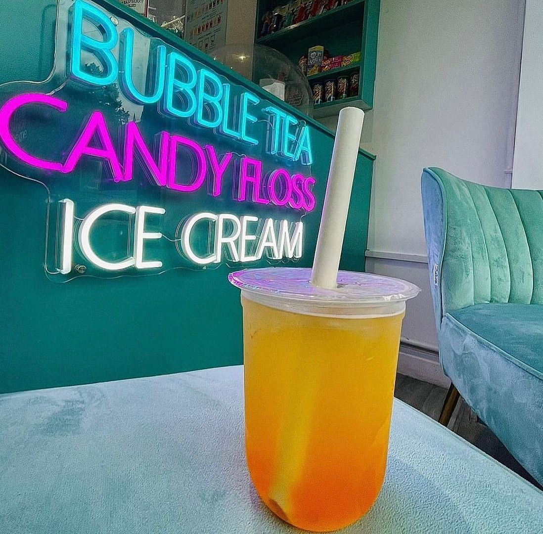 Bubble Tea Candy Floss Ice Cream Neon Sign