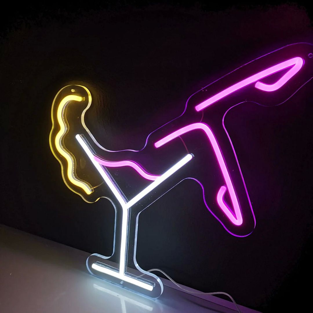 Woman in Martini Glass Neon Sign