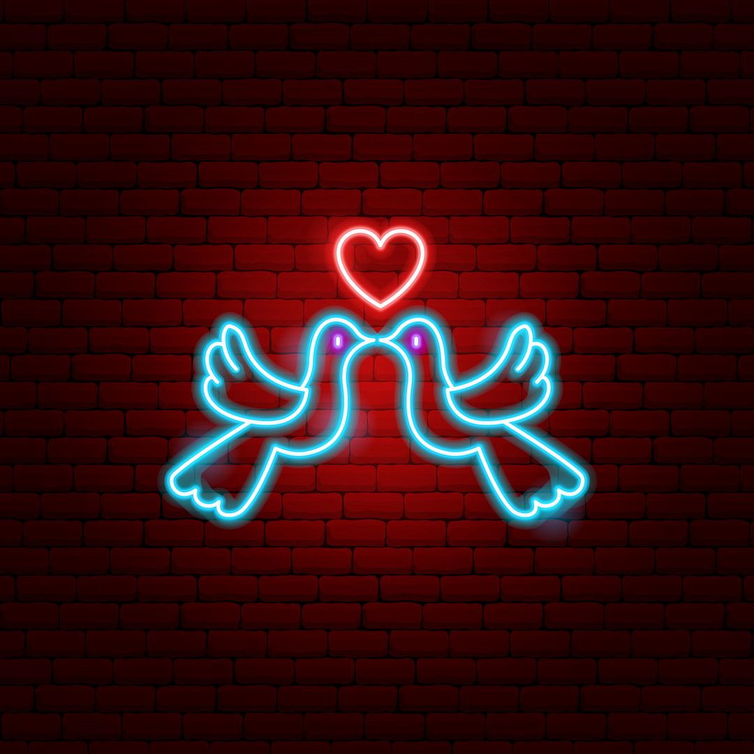Dove Couple Wedding Neon Sign
