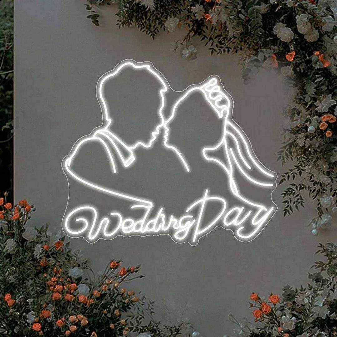 Groom and Bride Wedding Day Neon Sign