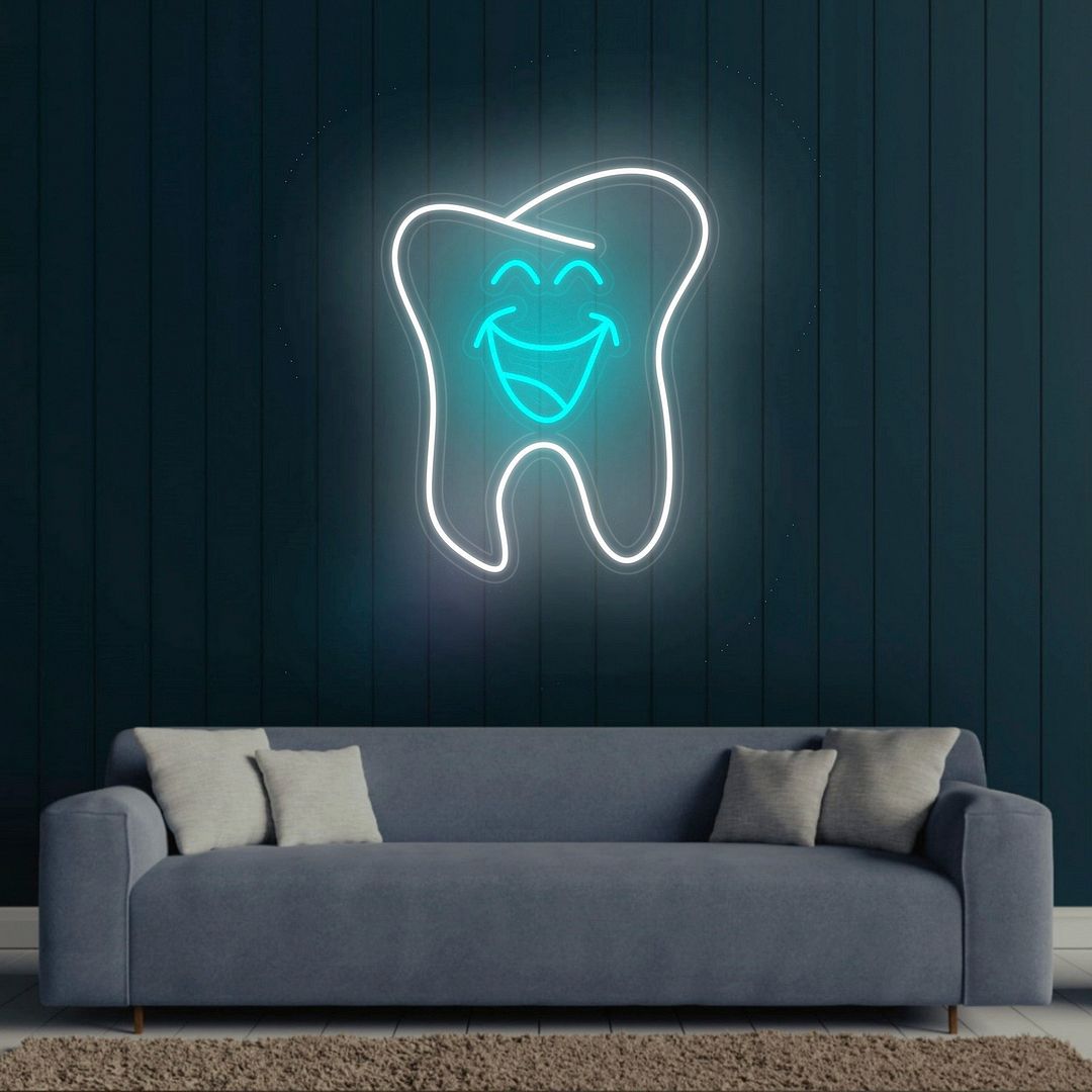 Happy Tooth Dentist Neon Sign