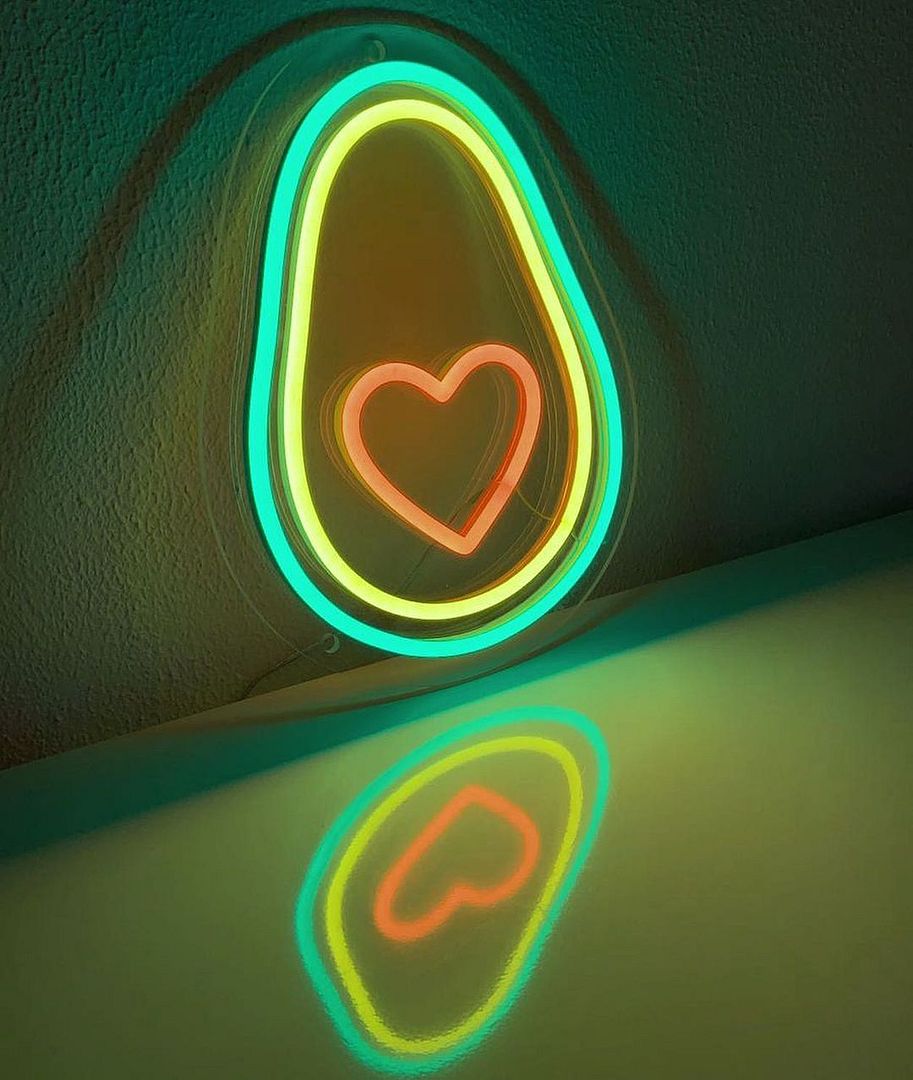 Heart Avocado Neon Signs, Neon Lights, LED Neon Signs for Room, Bars Light Up Signs, Cool Neon Light Signs, Neon Wall Lights