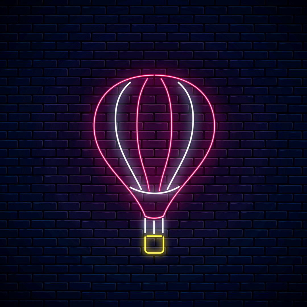 Hot Air Balloon Flying Neon Sign