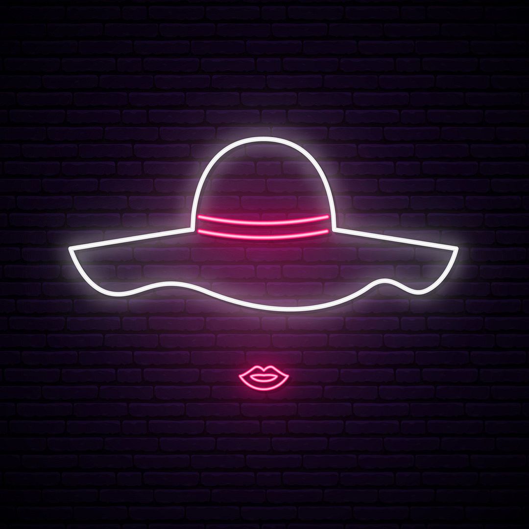Lady with Hat Neon Sign