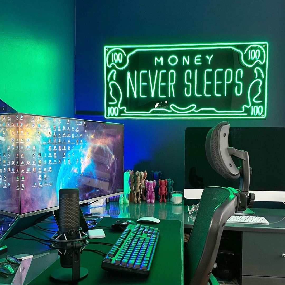 Money Never Sleeps Neon Sign