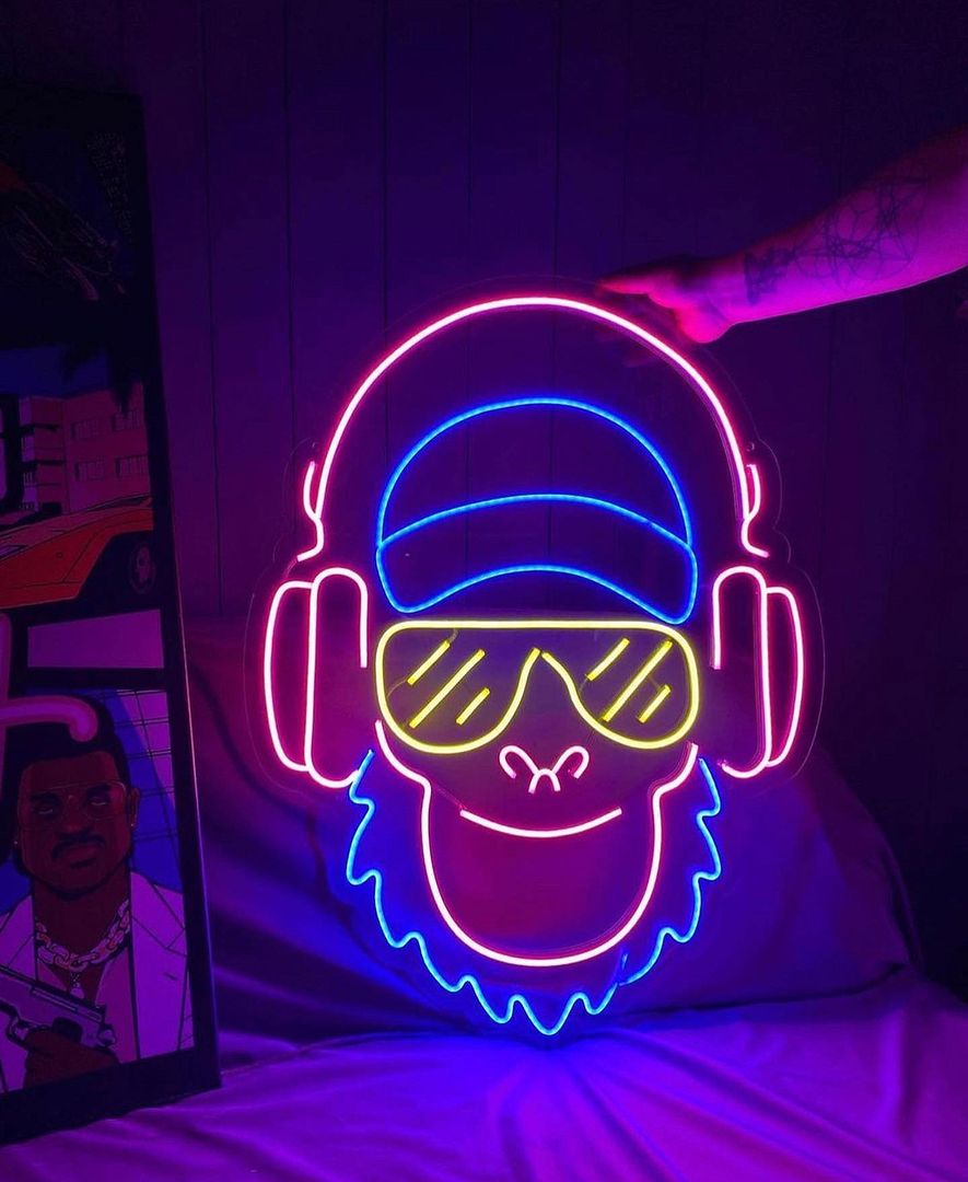 Music Monkey LED Neon Sign for Party, Dimmable Backdrop Light – AOOS