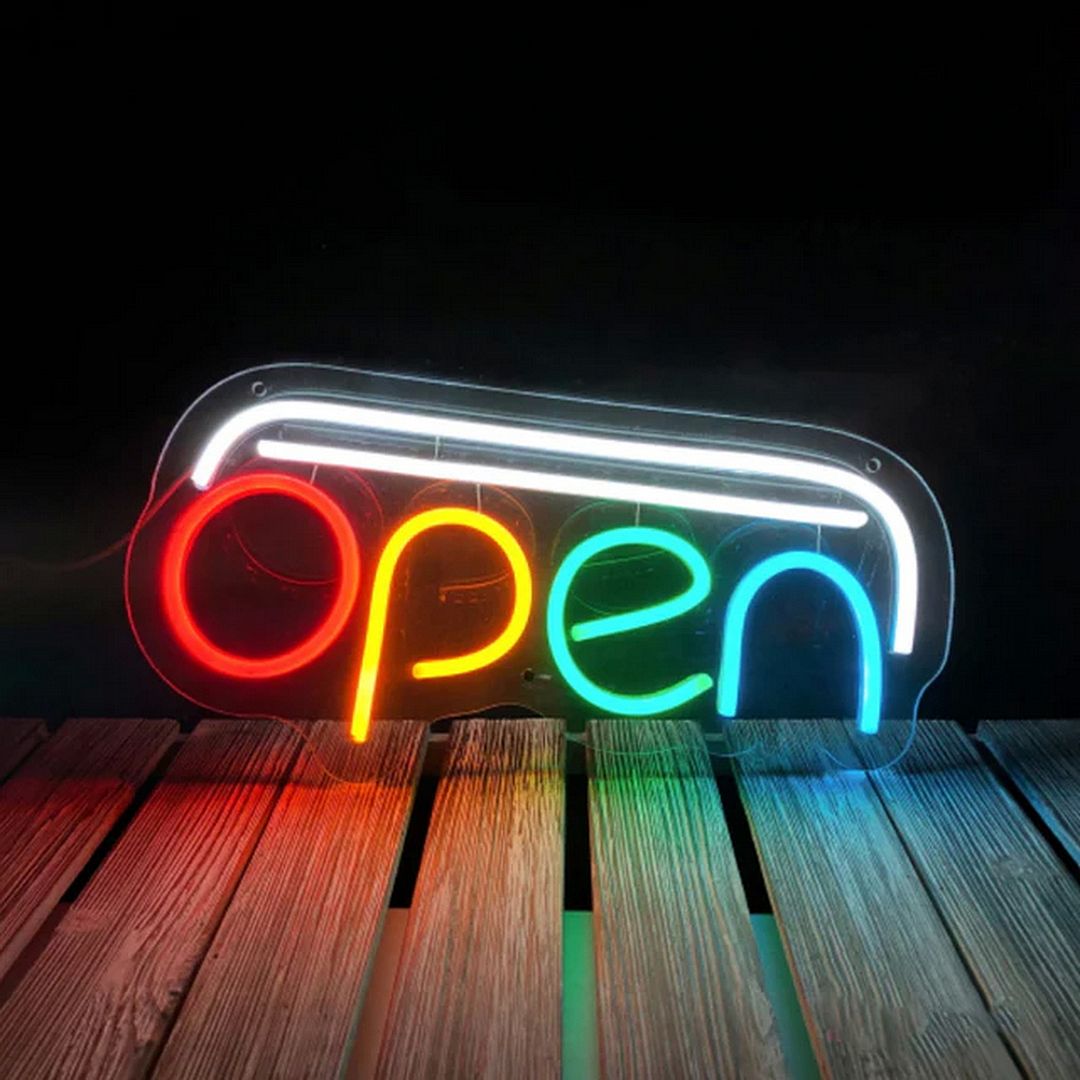 Open Neon Sign, image size:1080x1080