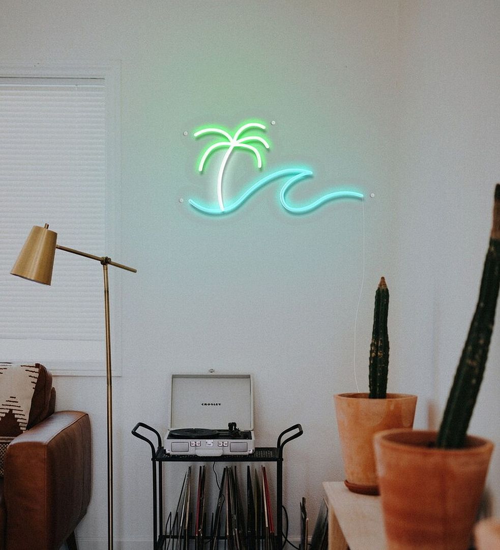 Palm Tree Waves Neon Sign