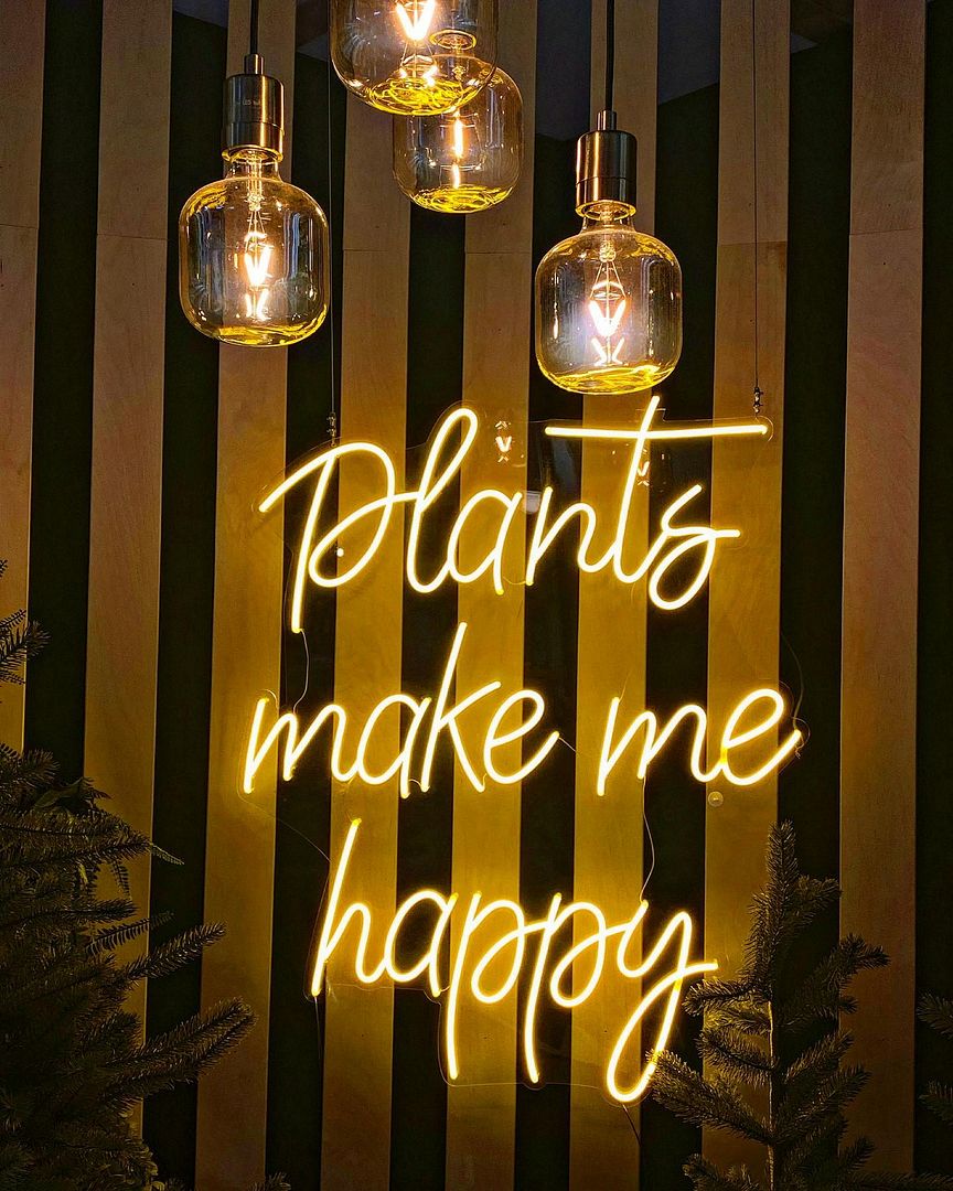 Plants Make Me Happy Neon Sign AOOS