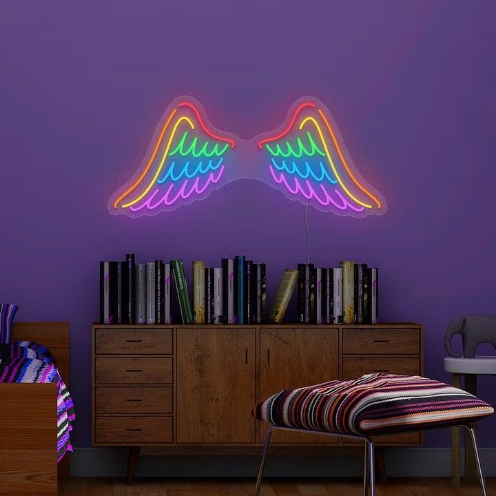 Rainbow Angel Wings Neon Sign