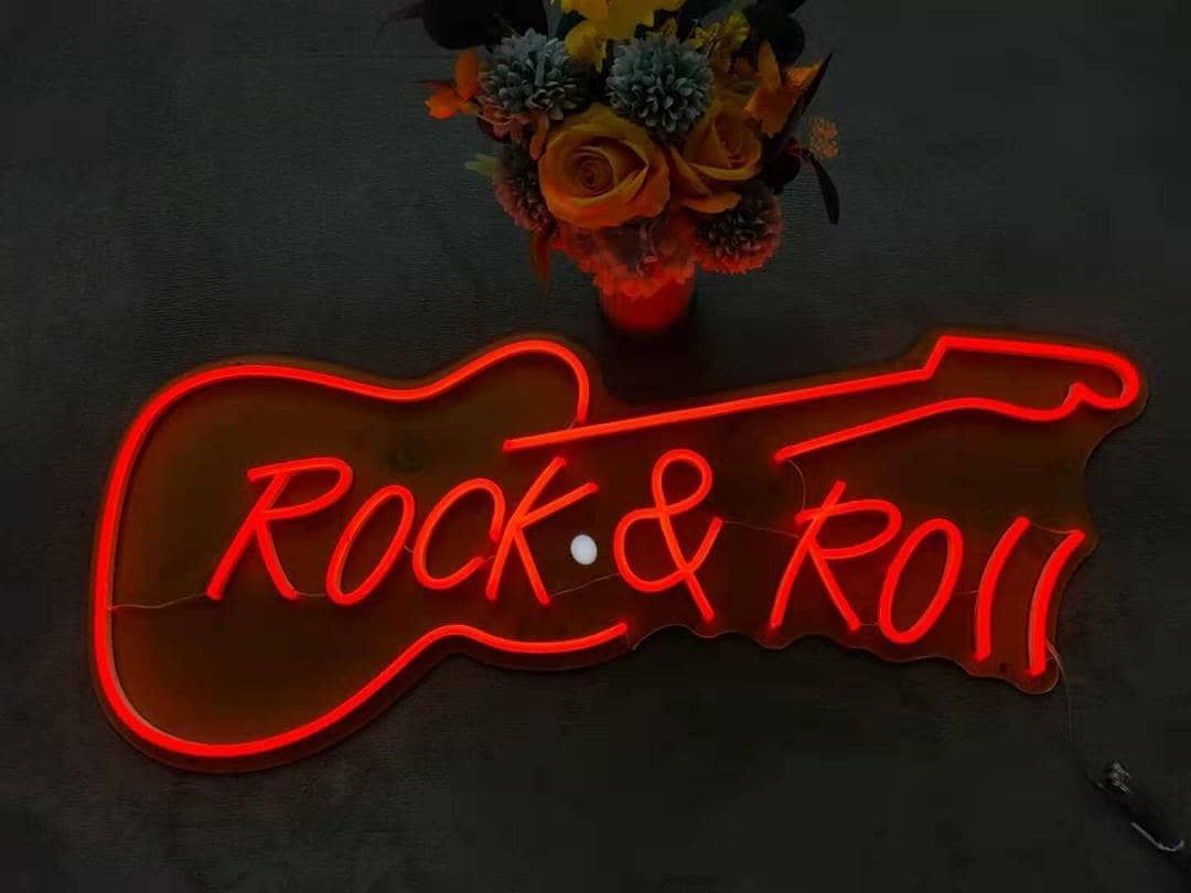 Rock Roll Guitar Neon Sign