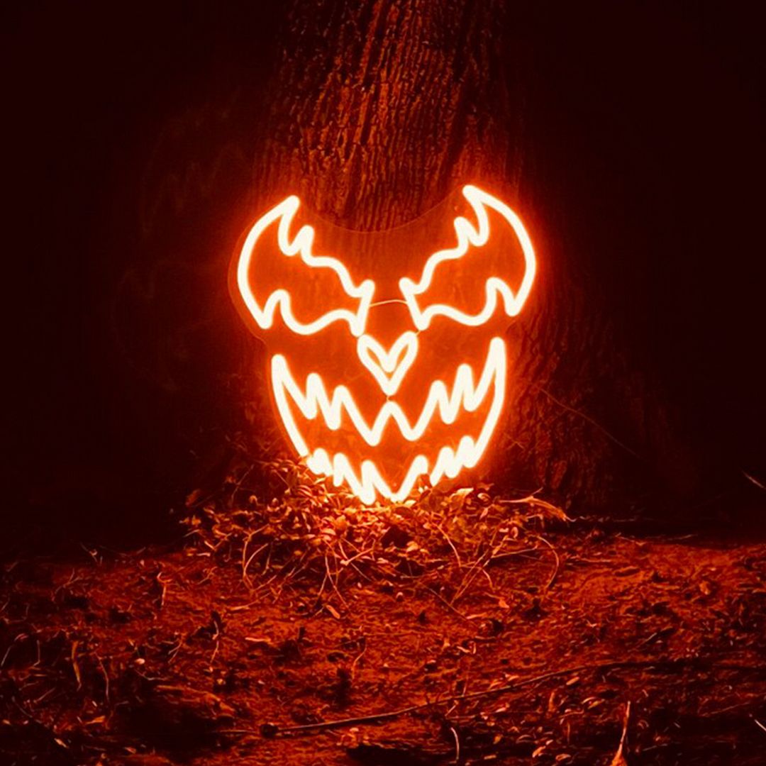 Scary Face Halloween Neon Sign
