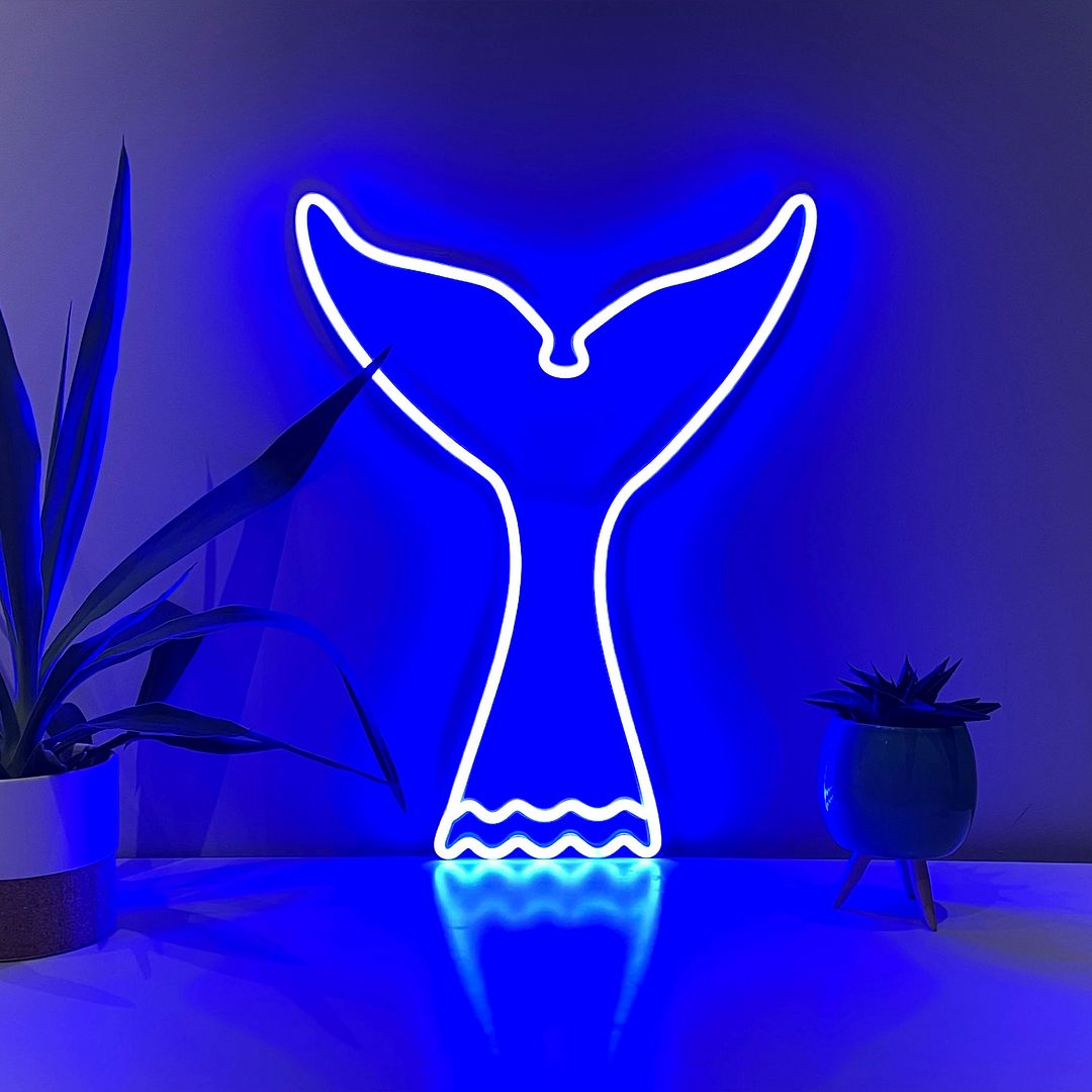 Tail Whale Wave Neon Sign