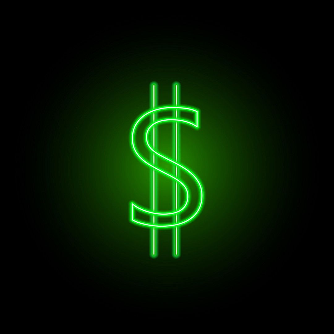 The U.S. Dollar Currency Symbol Neon Sign