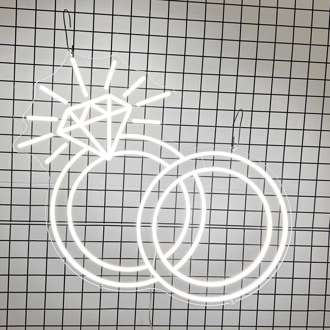 Wedding Rings Neon Signs, Plug-in or Battery Powered Neon Lights