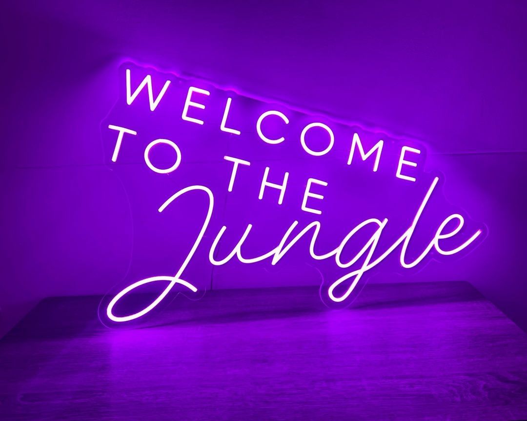 Welcome to The Jungle Neon Signs, Plug-in or Battery Powered Neon Lights
