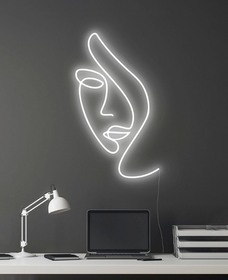 Woman Face Art Neon Sign
