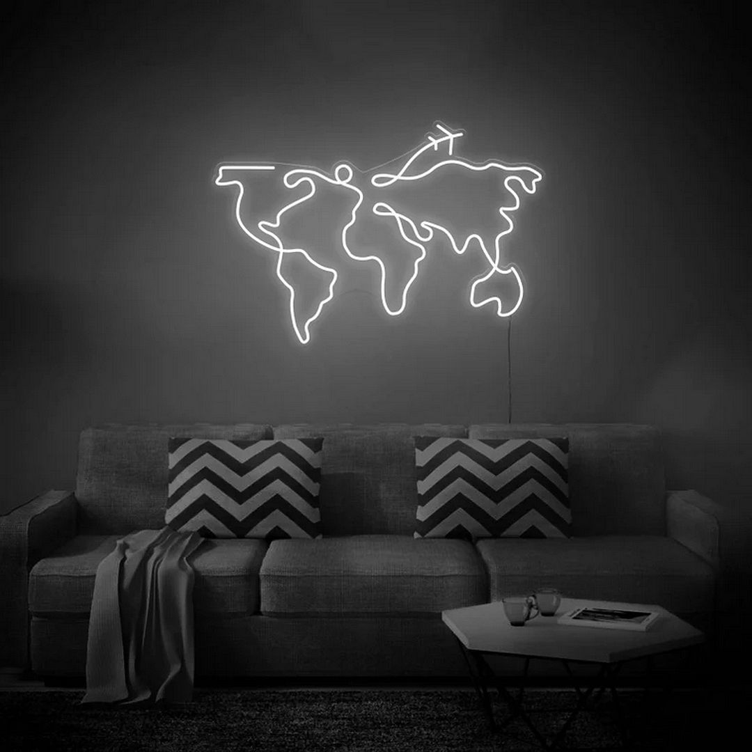 World Map Neon Sign