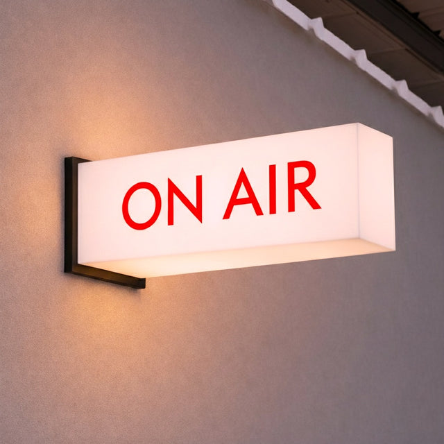 Double Sided ON AIR Sign, Perpendicular Side Mount LED Studio Light, Flag Mounted Recording Warning Sign for Wall, High Visibility Light Up Box for Live Stream, Podcasting, Radio &
