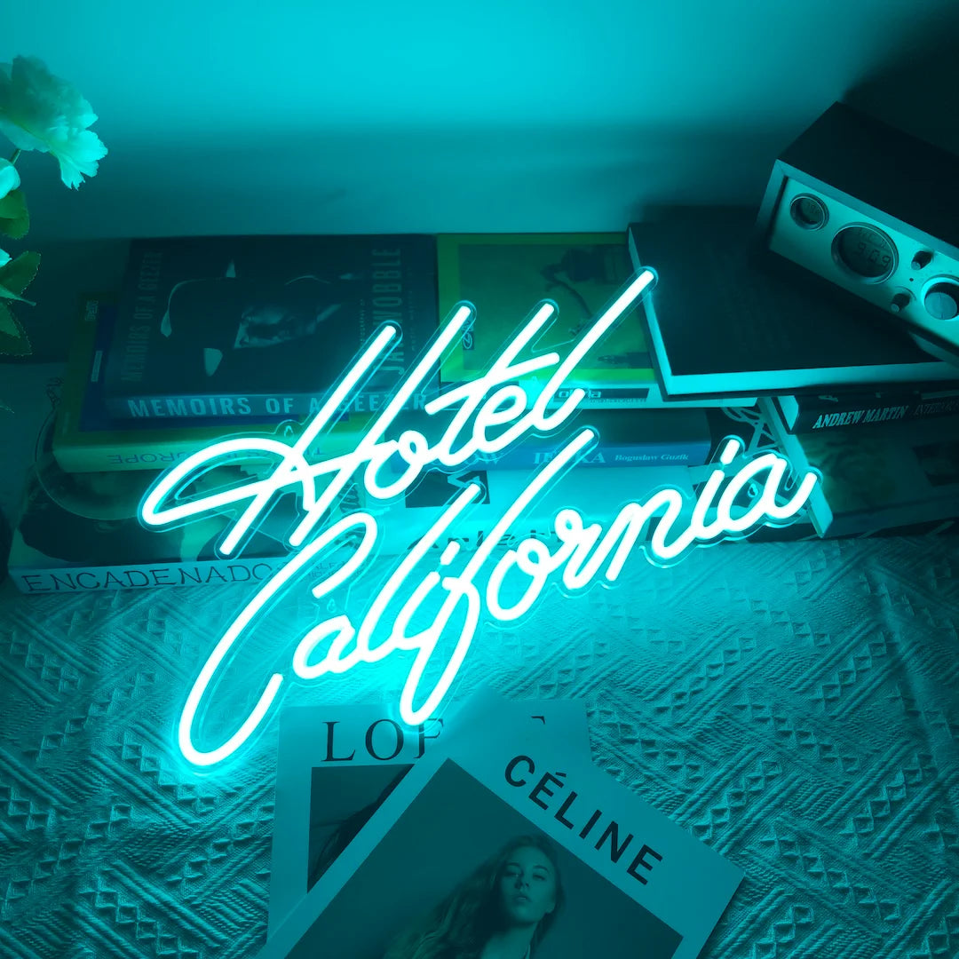 Custom battery operated LED flex neon sign with personalized portable illuminated lettering design