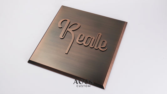 Custom Business Branding Name Wall Metal Sign, Company Logo Metal Plaque, Personalized Nameplate with 3D Raised Letters, Brushed Bronze Finish