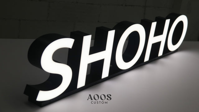 Custom Desktop Metal Channel Letters with LED Front-Lit Acrylic Face, Tabletop Illuminated Business Sign for Store Counters, Office Branding, Retail Displays and Commercial Signage