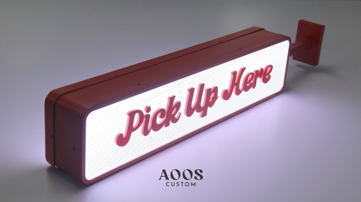Custom Double Sided LED Light Box Signs, Wall Mounted Pick Up Here Sign for Restaurants, Cafés, Drive-Thrus, and Retail Order Collection Zones
