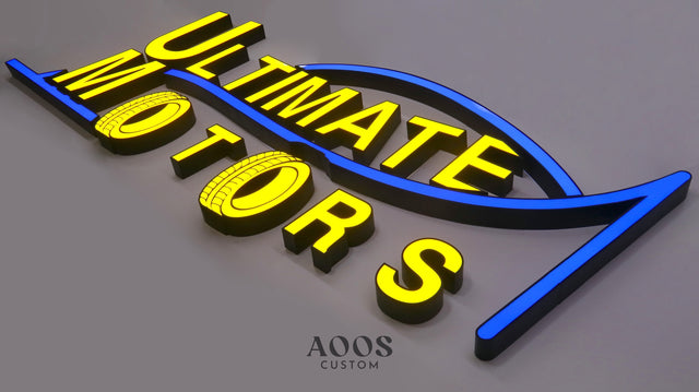 Custom Front-Lit LED Channel Letters, 3D Illuminated Business Logo Lighted Letters, Matte Black Metal Returns neon sign