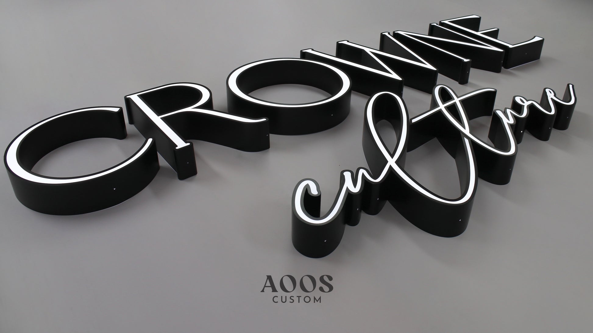 Custom Front-Lit LED Channel Letters, Face Lit Outdoor Storefront Light Up Sign, Matte Black Returns