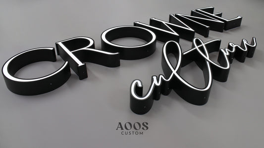 Custom Front-Lit LED Channel Letters, Face Lit Outdoor Storefront Light Up Sign, Matte Black Returns