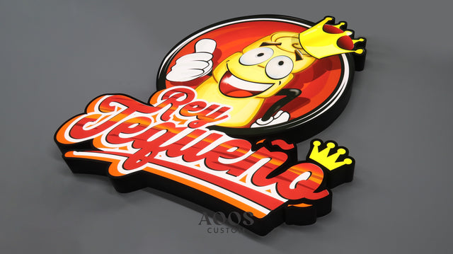 Custom Front-Lit LED Illuminated Logo Sign, Face Lit Outdoor Storefront Light Up Sign, with Full Color Printed Acrylic Face & Black Trim Cap