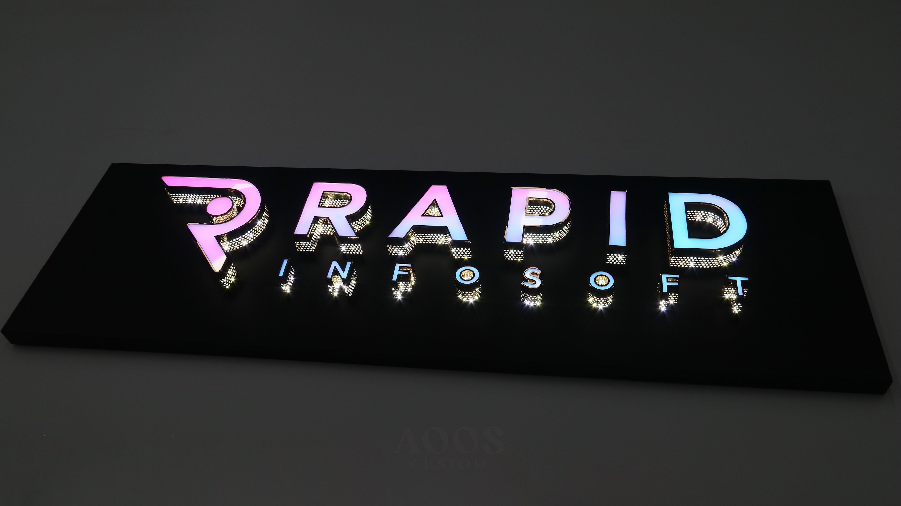 Led Line Font Sign Custom Gradient Front-Lit LED Channel Letter Sign with Perforated Meta ...