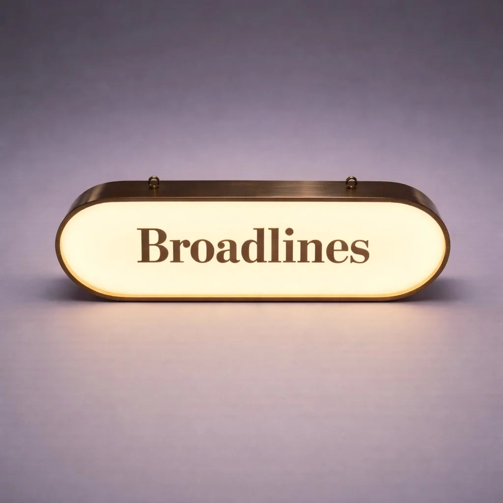 Custom hanging double sided LED light box sign with warm white acrylic face and lettering