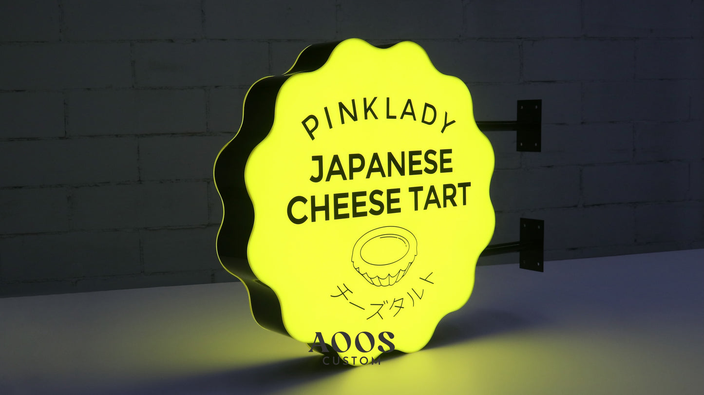 Custom Irregular Shape Double-Sided LED Light Box Sign, Personalized Logo Wall Mounted Lightbox, Illuminated Storefront Sign for Bakeries, Dessert Shops & Café Branding