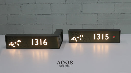 Custom L-Shaped LED Hotel Room Number Sign, Corner Mount Lighted Door Plaque, Illuminated Room Number Signage for Hallway Corners & Hotel Wayfinding