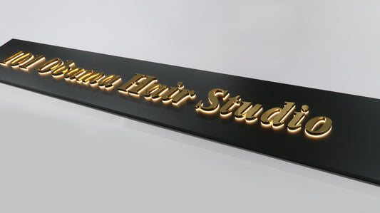 Custom LED Backlit Business Wall Logo Sign, Halo Lit Illuminated Metal Sign With Backlight, Mounted on Rectangular Backer