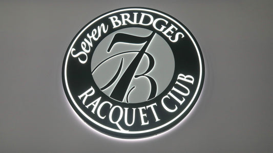 Custom LED Backlit Business Wall Logo Sign, Halo Lit Illuminated Metal Sign With Backlight, Round Metal Backer and Cut Out Design