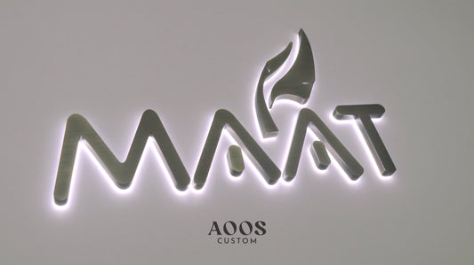 Custom LED Backlit Channel Letters, Halo Lit Illuminated Metal Sign With Backlight, Brushed Antique Bronze Finish